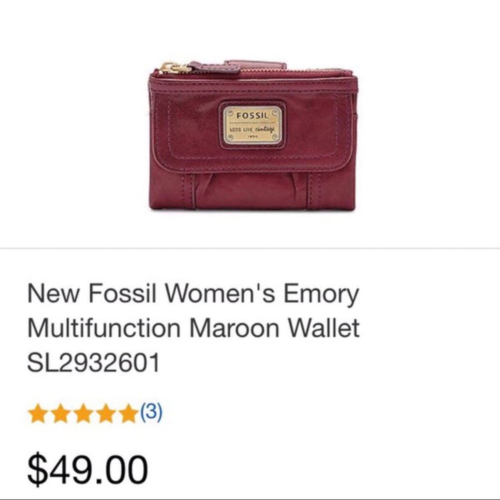 Fossil Emory Multifunction Maroon Wallet